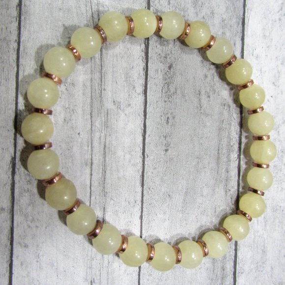 Natural Yellow Jade Gemstone Bracelet - Picture 3 of 5